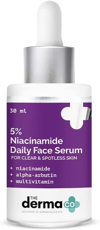 The Derma Co. 5% Niacinamide Face Serum with Alpha-Arbutin|Spot-Correcting, Brightening & Hydrating Formula for Dark Spots, Acne Marks & Uneven Skin tone, Smoothes Skin & Reduces Pigmentation, 30ml