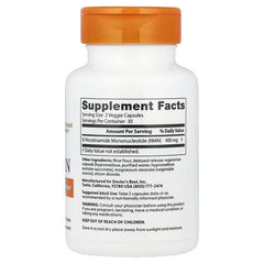NMN delayed release supplement bottle back label with Supplement Facts and orange cap