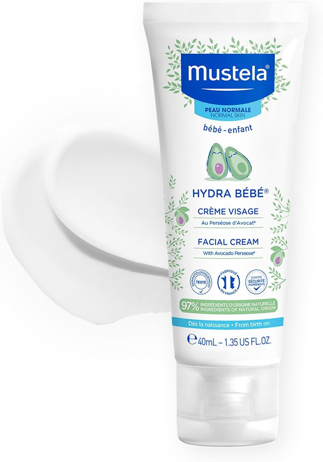 Mustela Hydra Bebe Face Cream – Daily Baby Moisturizer with Natural Avocado- 40ml