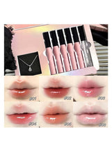 Black Pink Love Letter Lipstick set Necklace Set Matte Soft Mist Lip Mud Gift Box