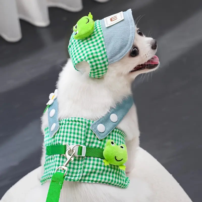 3 Pcs Cartoon Duck Frog Dog Harness and Leash Set