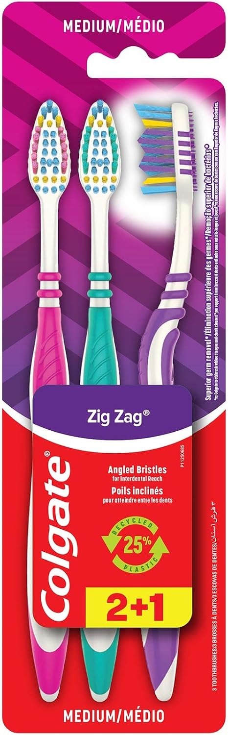 Colgate Zigzag Medium Toothbrush 3 Pieces Value Pack
