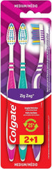 Colgate Zigzag Medium Toothbrush 3 Pieces Value Pack