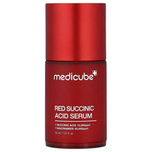 Medicube Red Succinic Acid Serum bottle, red cylindrical with sealed cap
