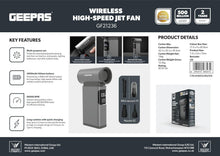 Geepas product box for wireless high-speed jet fan mini vacuum cleaner