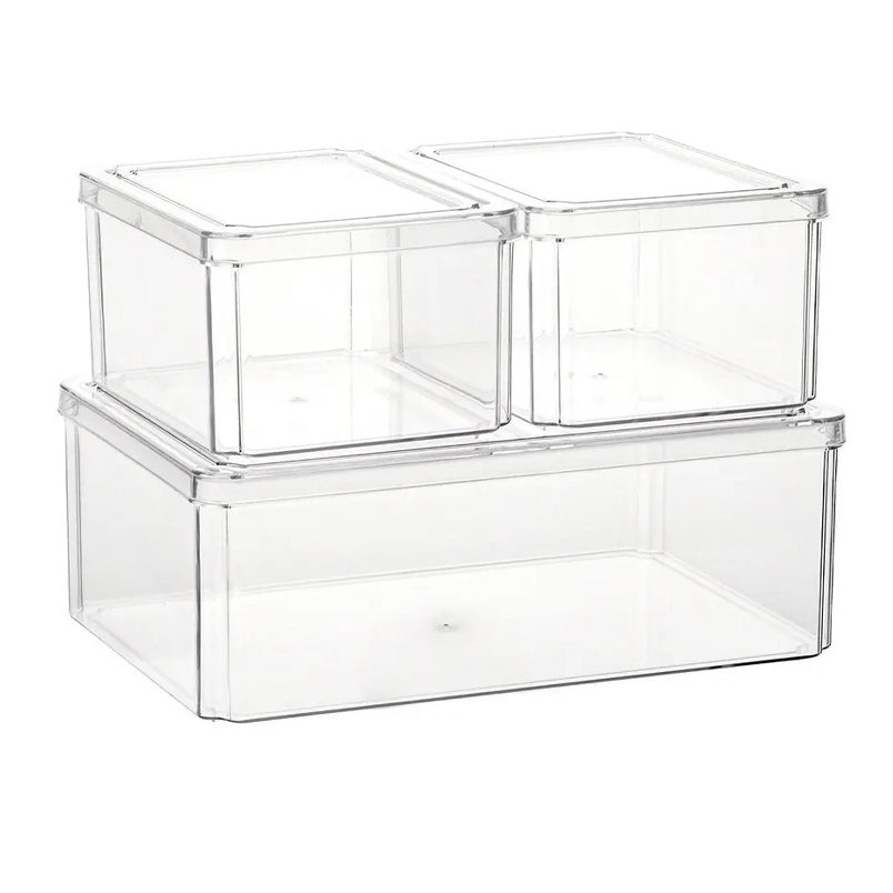 Huitich 3-in-1 fridge container set for vegetables clear plastic storage boxes with lids