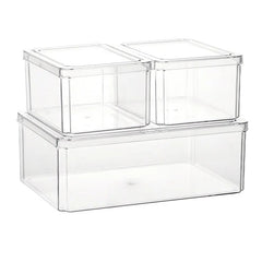 Huitich 3-in-1 fridge container set for vegetables clear plastic storage boxes with lids