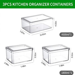 Huitich 3-in-1 fridge container set for vegetables with three clear plastic kitchen organizer containers
