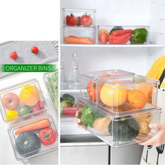 Huitich 3-in-1 fridge container set for vegetables with clear organizer bins storing fresh produce