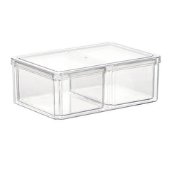 Huitich clear plastic 3-in-1 fridge container set for vegetables with three compartments and transparent lid
