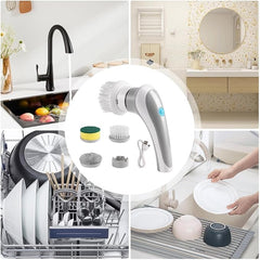 Huitich electric cleaning brush with multiple attachments and USB charger as 3-in-1 household cleaning tool