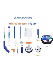 Huitich 3-in-1 hover hockey soccer set with hockey sticks, soccer ball, goals, and accessories