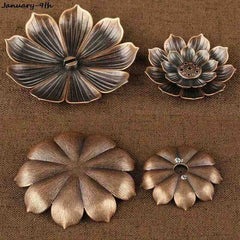 3 in 1 incense burner for home with bronze alloy lotus design for incense sticks, coils, and cones