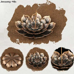 3 in 1 incense burner for home with bronze alloy lotus design for holding sticks coils and cones