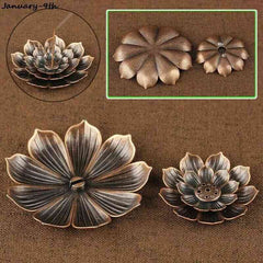 3 in 1 incense burner for home lotus-shaped alloy incense stick holder in bronze finish