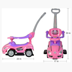 Huitich 3 in 1 ride on car for kids in pink and purple with push handle and steering wheel