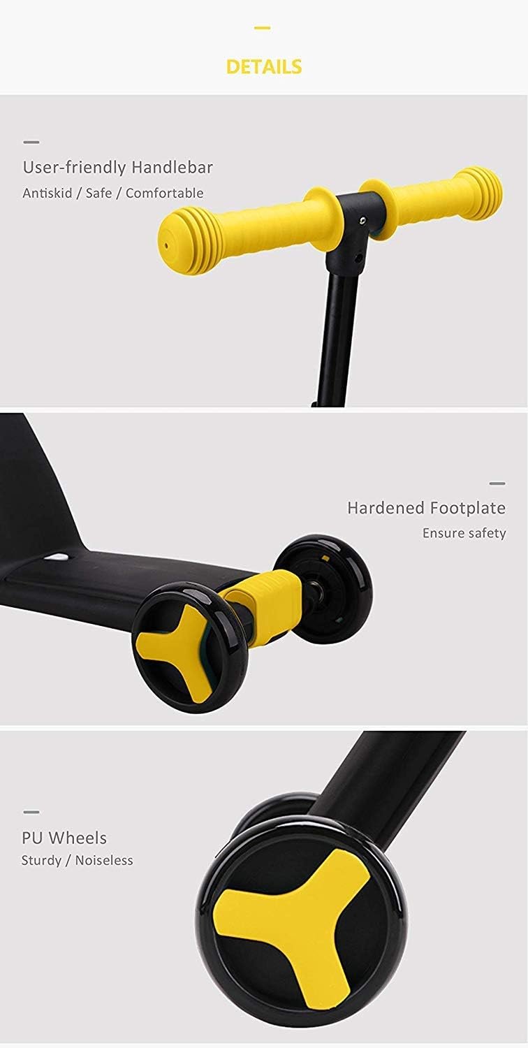 Winner sky 3-in-1 tricycle for kids with yellow user-friendly handlebar, hardened footplate, and sturdy noiseless PU wheels