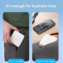 Folded 3-in-1 wireless charger in white, stored in a pocket