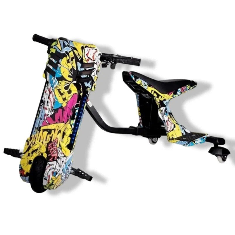 Winner sky 3 wheel electric drift scooter with colorful graffiti design and comfortable seat