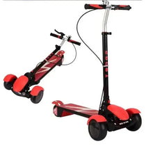 Huitich electric 3-wheel kick scooter, red and black with wide deck and handle