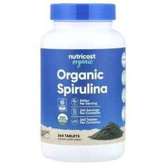 Nutricost Organic Spirulina 500 mg – 240 Tablets | Superfood Algae for Energy & Immune Support