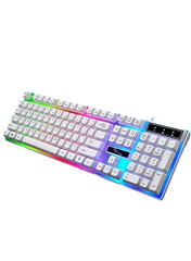 G21 Wired Keyboard USB Gaming Mechanical Feel Colorful Backlit Laptop Keyboard White
