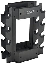 Dumbbell and kettlebell storage rack with curved side holders, dark grey, CAP logo