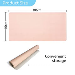 Desk Pad Leather Computer Mouse Pad Office Desk Mat Extended Gaming Mouse Pad, Non-Slip Waterproof Dual-Side Use Desk Mat Protector 80 x 40cm, (Pink/White)