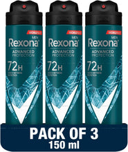 REXONA Advanced Protection antiperspirant spray, pack of 3, blue 150 ml cans