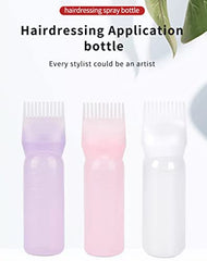 3pcs Hair Dye Bottle,Empty Refillable Hair Dye Bottle Applicators with Graduated Comb,Wash Bottle Shampoo,Root Comb Applicator Bottle for Salon Hair Coloring