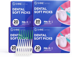 SHINEsense dental soft picks pack in blue cardboard box, 80-count
