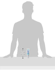 Sensodyne Pronamel Gentle Whitening toothpaste tube on countertop with 6.5 in height scale and person silhouette