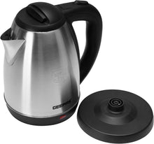 Electric tea kettle with detachable 360° base, stainless body and black lid