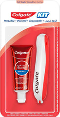 Colgate Portable Travel Oral Care Kit with Colgate Optic white Instant Teeth Whitening Toothpaste 20mL and Soft Foldable Toothbrush X 1