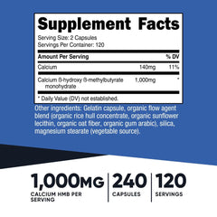 Nutricost HMB 500 mg – 240 Capsules | Muscle Recovery, Strength & Lean Muscle Support