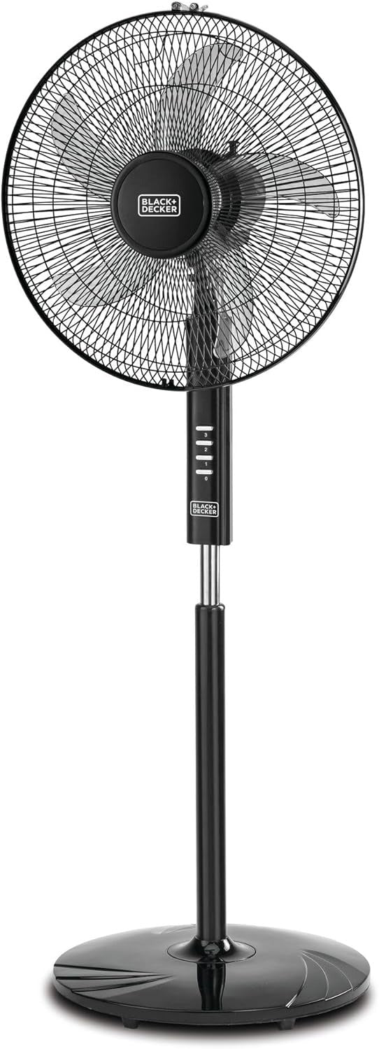 Black & Decker 60W Stand Fan 16 Inch Diameter, 90° Wide Swing 3 Speeds Plus Modes And 5AS Blade, For The Perfect Temperature FS1620-B5 2 Years Warranty