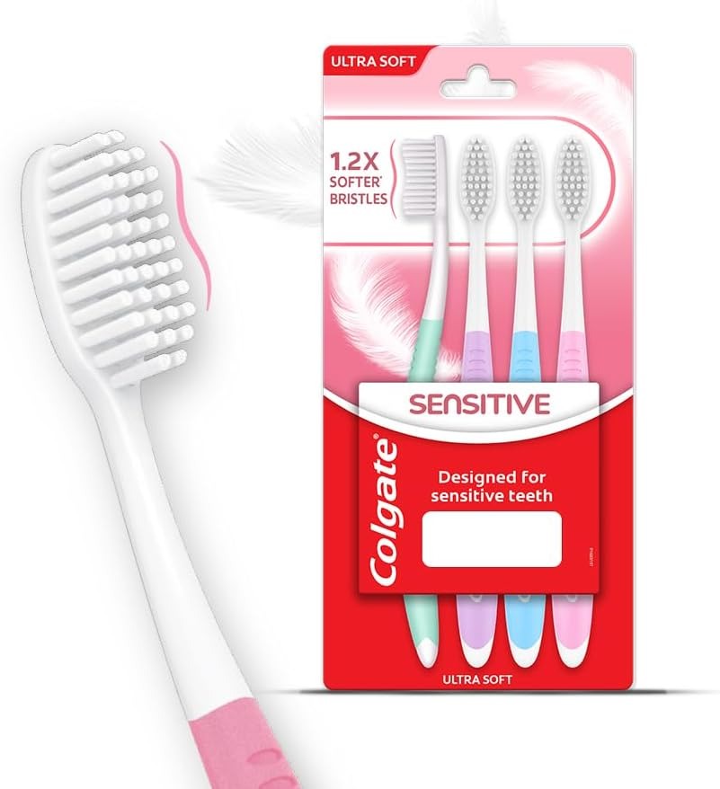 Colgate Sensitive ultra-soft toothbrush pack of 4; white bristles, pink handle