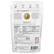 Micro Ingredients organic acerola powder pouch back with nutrition facts and barcode