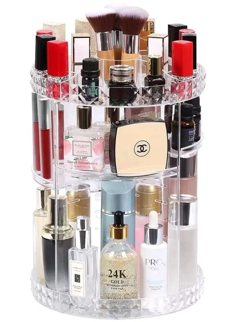 Huitich 360 degree makeup organizer clear acrylic rotating storage for cosmetics and brushes