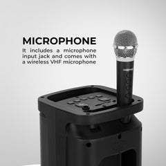 Geepas Rechargeable Portable Speaker- GMS11193/ RGB Light, USB Input, TF, TWS, FM Radio, VHF Microphone, Bluetooth/ 20000W PMPO Speakers Unit, with Remote Control.