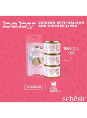 Schesir Baby Cat Can Multipack Mousse & Fillets - Chicken With Salmon & Chicken Liver 165g (3 Cans x55g)