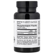 Biotin dietary supplement bottle with back Supplement Facts label