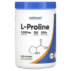 Nutricost L-Proline Powder – Unflavored, 8.8 oz (250 g) | Pure Amino Acid Supplement