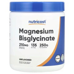 Nutricost Magnesium Bisglycinate Powder – Unflavored, 8.9 oz (250 g) | Highly Absorbable Magnesium Supplement