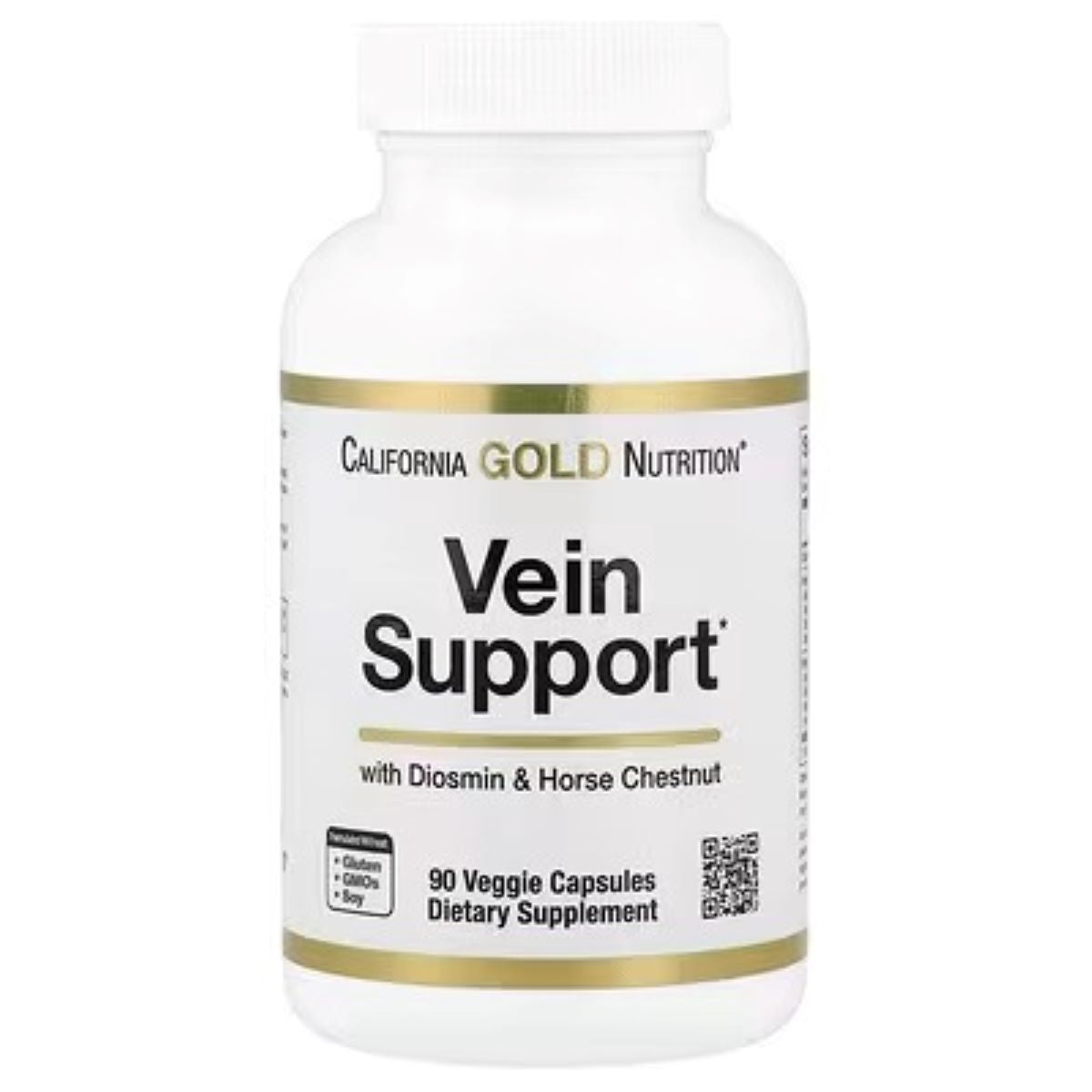 California Gold Nutrition Vein Support – Diosmin, Butcher’s Broom, Horse Chestnut, Bioflavonoids & Enzymes, 90 Veggie Capsules