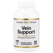 California Gold Nutrition Vein Support dietary supplement bottle, 90 veggie capsules