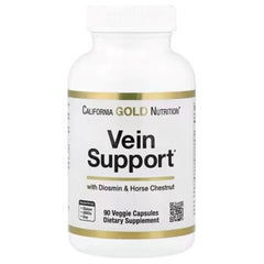 California Gold Nutrition Vein Support – Diosmin, Butcher’s Broom, Horse Chestnut, Bioflavonoids & Enzymes, 90 Veggie Capsules
