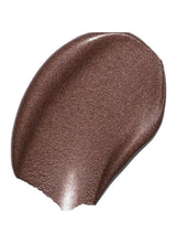 Satin brown liquid eyeshadow swatch with glossy glitter finish