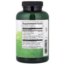 Green supplement bottle with black cap and Supplement Facts label