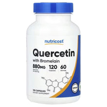 Nutricost quercetin supplement bottle with bromelain, blue cap, 120 capsules